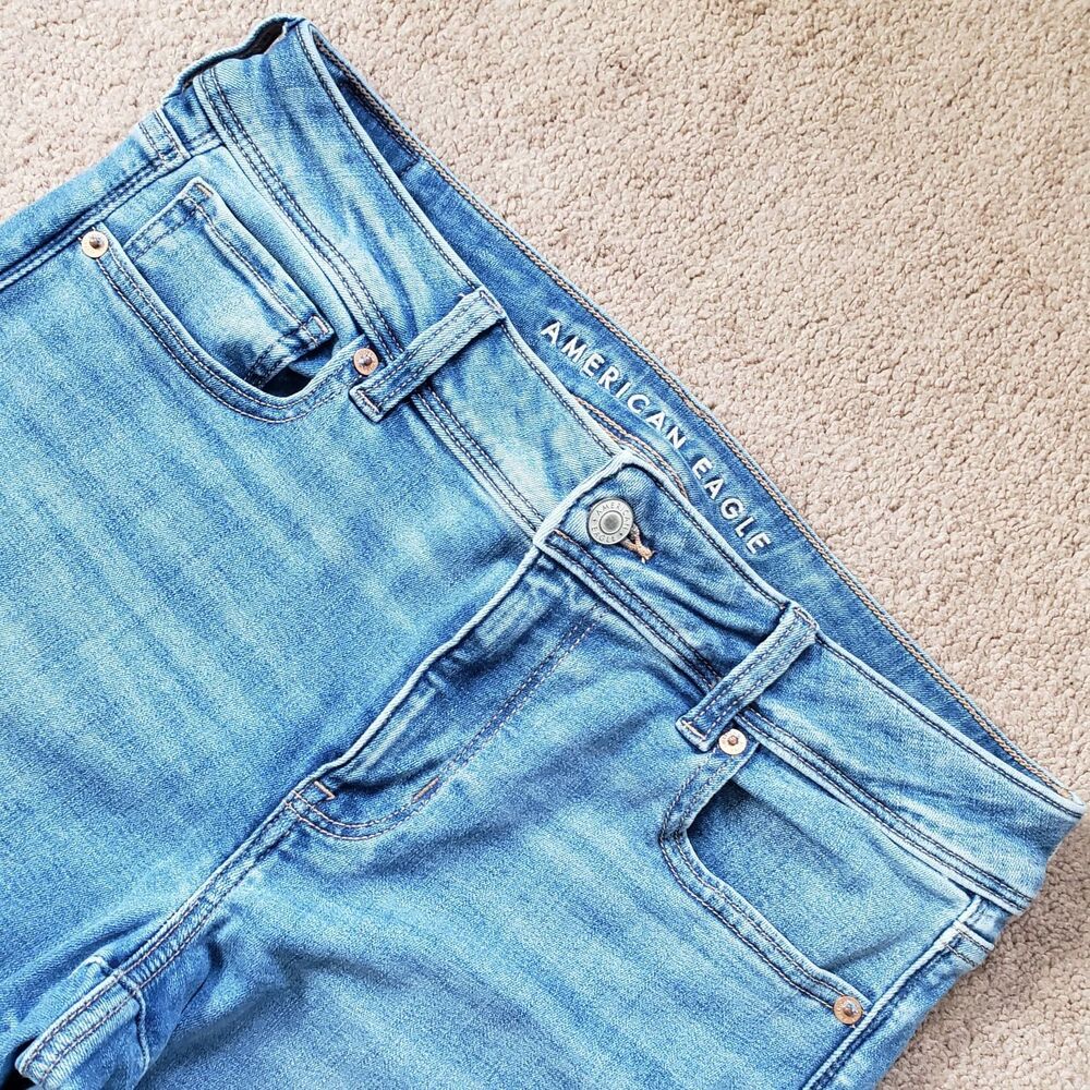 American Eagle Kick Boot Jeans Next Level Stretch Med Wash Flare Size 10 Reg Y2k - Picture 3 of 11
